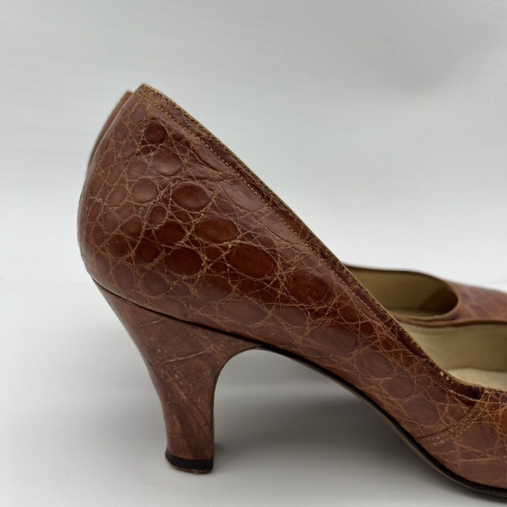 Vintage Geri's GENUINE ALLIGATOR HONEY BROWN 3" High Heel Women's Shoe Sz 9 - Picture 8 of 16